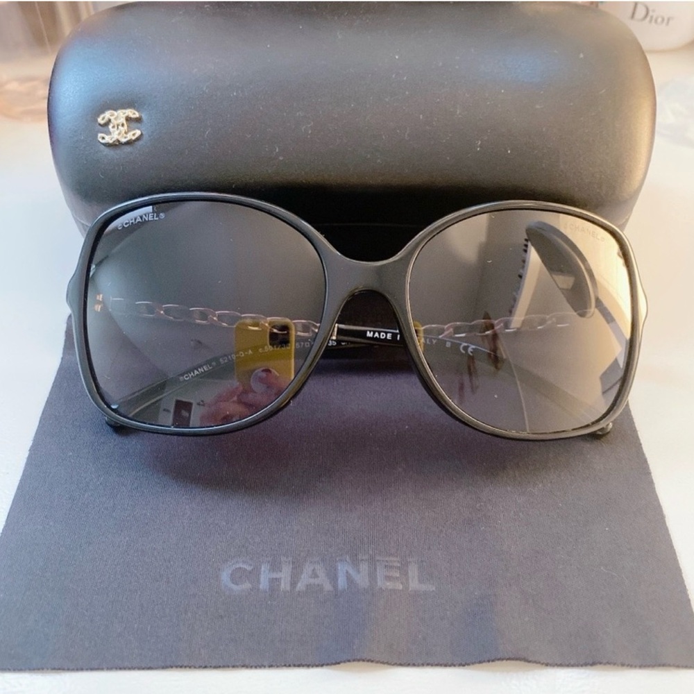 CHANEL Black Sunglasses with Silver Accents